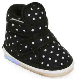 Chiu Stars Printed Double Velcro Closure LED Musical Shoes - Black-picture-17