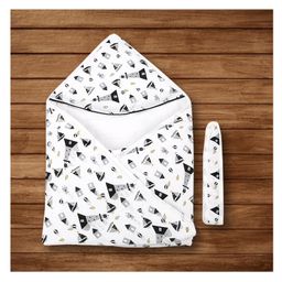 Baby Moo Hooded Wrapper Lighthouse Print - Black-picture-18
