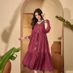 RangDeep Women Embroidered Tiered Fit & Flare Midi Dress-picture-39