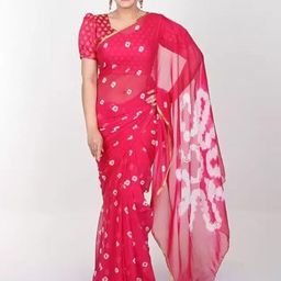 HouseOfCommon Printed Bandhani Chiffon Saree-image-67