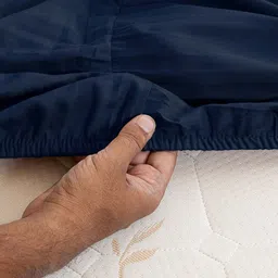 WEAVE AND DECOR Navy Blue Striped 300 TC King Bedsheet with 2 Pillow Covers image 5