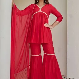 Moda Rapido Women Empire Gotta Patti Kurta with Sharara & With Dupatta image 5