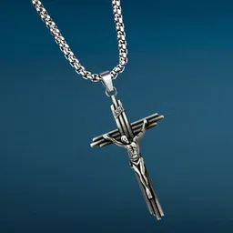 M Men Style Stainless Steel Silver-Plated Religious Lord Jesus Pendant image 4