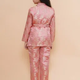 PICCOLO Girls Printed Shirt Collar Top & Trousers With Belt Set image 3