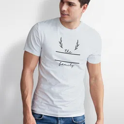 Seekbuylove Typography Printed Short Sleeves Pure Cotton Bio Finish T-shirt image 3