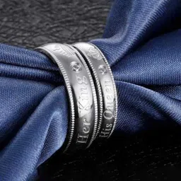 PASU FASHION Set Of 2 Sterling Silver-Plated King & Queen Ring Couple Finger Rings-picture-22