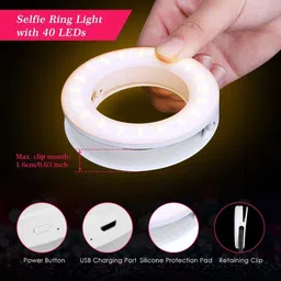 Elevea Rechargeable Night LED Selfie Double Bright Soft White Color Ring Flash image 2