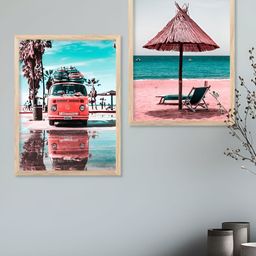 Kotart Brown 2 Pieces Wood Abstract Wall Paintings-picture-0