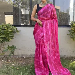 HERE&NOW Tie and Dye Pure Georgette Jamdani Saree-image-45