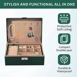 aura Kuber Industries Green Set of 1 Regular Jewellery Organiser Organisers image 3