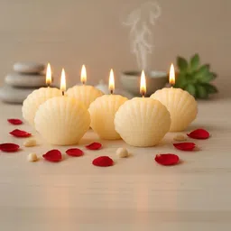 Garden Deco White & Cream-Coloured 6 Pieces Sea Shell Decorative Scented Candle image 4