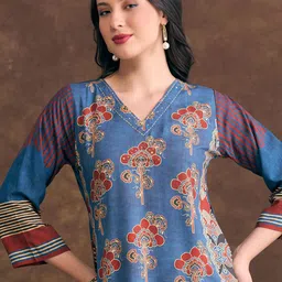 FASHOR Women Ethnic Motifs Printed Regular Kurta with Palazzos image 5