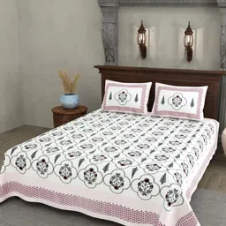 JAIPUR PRIME Multicoloured Floral 200 TC Queen Bedsheet with 2 Pillow Covers-picture-22