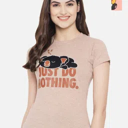 Dreambe Women Typography Printed T-shirt-image-84