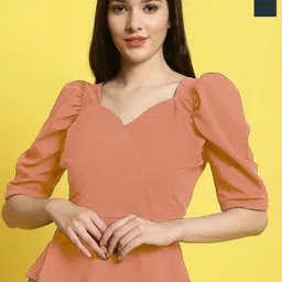 Metronaut Women Pack Of 2 Sweetheart Neck Puff Sleeves Crop Top-picture-15