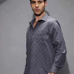 Campus Sutra Textured Comfort Obliqa-Utility Shirt image 3