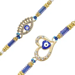 MEIRA JEWELLERY Set Of 2 Rakhi With Roli Chawal & Card image 5