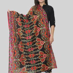 HAUTEMODA Floral Embroidered Thread Work Dupatta-picture-33