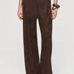 MANGO Women Floral Printed Mid-Rise Regular Fit Trousers-image-19