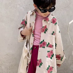 LULU & SKY Boys Floral Printed Spread Collar Oversized Cotton Casual Shirt-picture-35