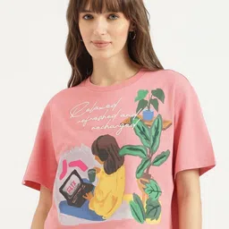 United Colors of Benetton Women Graphic Printed Round Neck Cotton T-shirt-image-69
