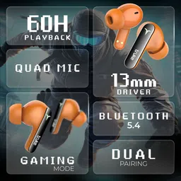 truke BTG Flex buds with Dual Pairing, 60Hrs Battery, HIFI DSP Audio,4Mic,ENC,5.4v Bluetooth Headset image 2