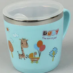 fab n funky Mug with Lid Giraffe Print Light Blue - 240 ml image 3