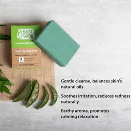 earthBaby Natural Handmade Neem & Aloevera Bath Soap Pack of 3 - 100 gm Each image 3