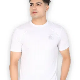 UG SPORTS Brand Logo Printed Round Neck Dri- Fit Sports T-shirt-image-85