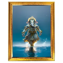 blinkart Brown & Blue Lord Ganesha Printed Wall Art image 5