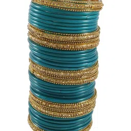 LLL FASHION Set Of 40 Beige Glass Artificial Stones Bangle image 3