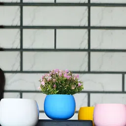 Decorcity 4Pcs White & Pink Metal Round Planters-image-59