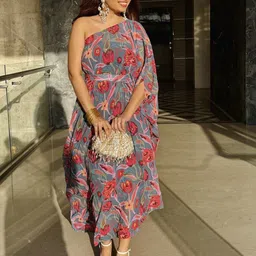 THE BLESSED WARDROBE Ethnic Motifs Print Georgette Fit & Flare Maxi Dress image 4