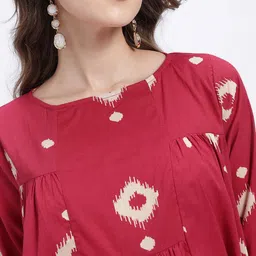 fusion by glitchez Geometric Printed Pleated A-Line Pure Cotton Midi Dress image 5