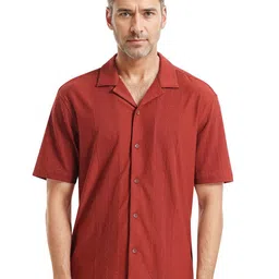 RARE RABBIT Men Comfort Spread Collar Textured Cotton Casual Shirt-picture-35