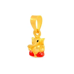 BHIMA 22K BIS Hallmark 916 Purity Yellow Gold Red Enamel Ganesha Pendant image 3