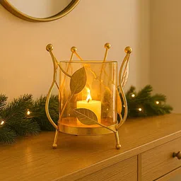 MARKET99 Golden Leaf T-Light Holder image 5