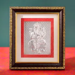 Studio Voylla Grey & Brown 999 Pure Silver Ganesha Photo Frame-image-28