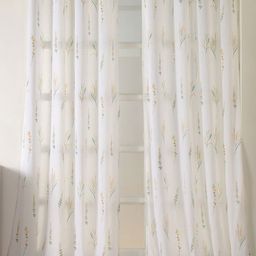 HOMEMONDE White & Yellow Set of 2 Floral Sheer Long Door Curtain-picture-15