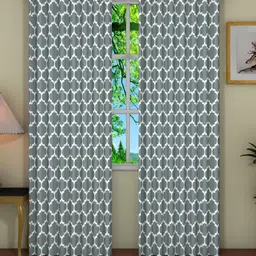 Pink Parrot White & Grey 2 Pieces Geomteric Printed Door Curtains-picture-18