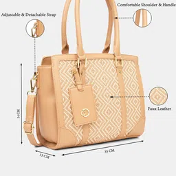 Caprese Textured Regular Structured Satchel Bag Buckle Detail Detachable Sling Strap image 5