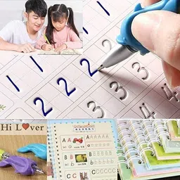 mahinnx Magic Practice Copybook Child kids (4 BOOK + 10 REFILL) Preschoolers with Pen Accessory Tape Dot-picture-28