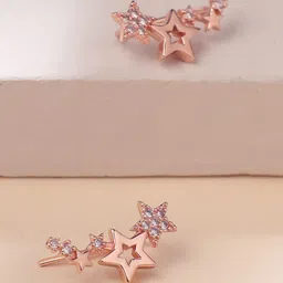 Yellow Chimes Rose Gold Plated Star Shaped Stud Earrings-image-62