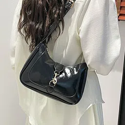 LULU & SKY Women Solid Structured Buckle Detail Shoulder Bag image 3