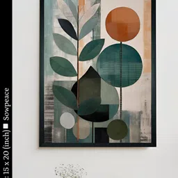 SOWPEACE Green & Orange 1 Piece Canvas Floral and Botanical Wall Paintings image 1
