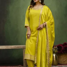 VredeVogel Women Floral Embroidered Kurta with Trousers & Dupatta-picture-33