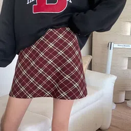 StyleCast Checked A-Line Mini Skirt-image-55