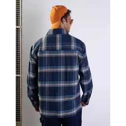 MASCLN SASSAFRAS Men Spread Collar Checked Cotton Oversized Casual Shirt image 2