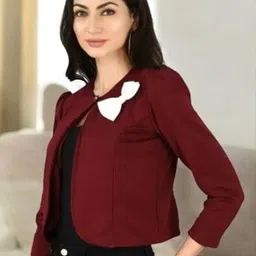 SFOTY Tie Up Neck Open Front Crop Shrug image 4