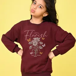 NUSYL Girls Burgundy Printed Sweatshirt-image-28